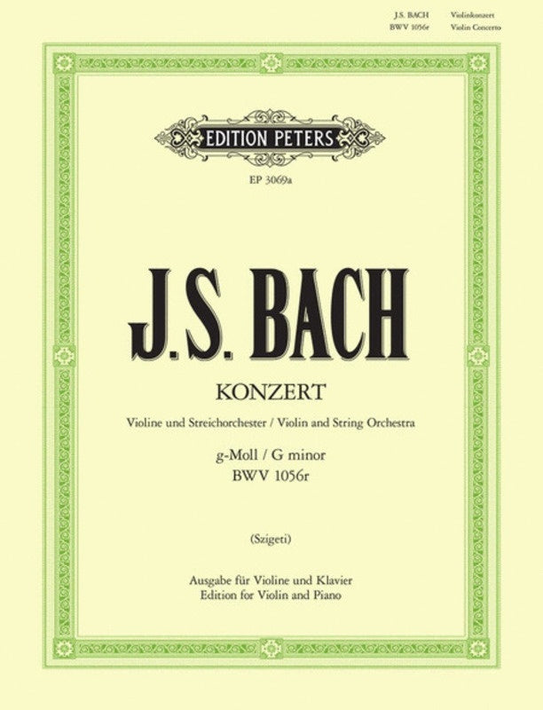 Concerto Bwv 1056 G Min Ed Szigeti Violin Piano (Softcover Book)