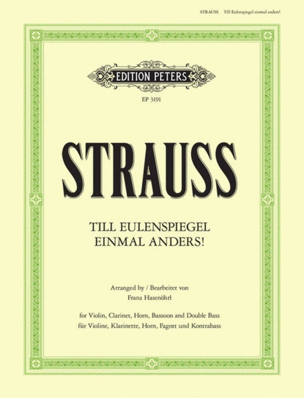 Till Eulenspiegel Op 28 clarinet Bassoon French Horn Violin Double Bass Sc/Pt (Music Score/Parts) Book