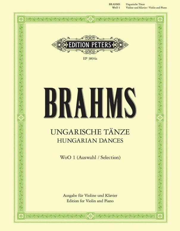 Brahms Hungarian Dances No. 1-12 for Violin/Piano Accompaniment - Peters EP3894A