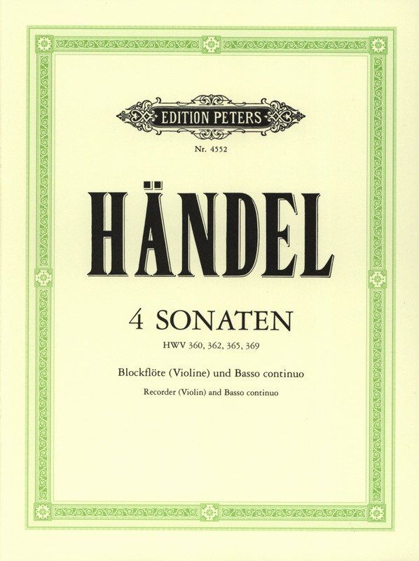 Handel - 4 Sonatas for Treble Recorder and Piano