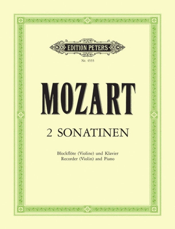 Sonatinas Nos 2 And 4 K 439B B Flat Tre Rec Piano (Softcover Book)