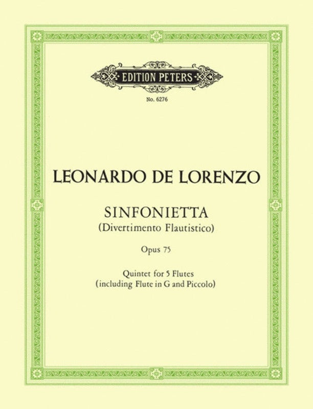 Sinfonietta Op 75 Flute Quintet (Music Score/Parts) Book