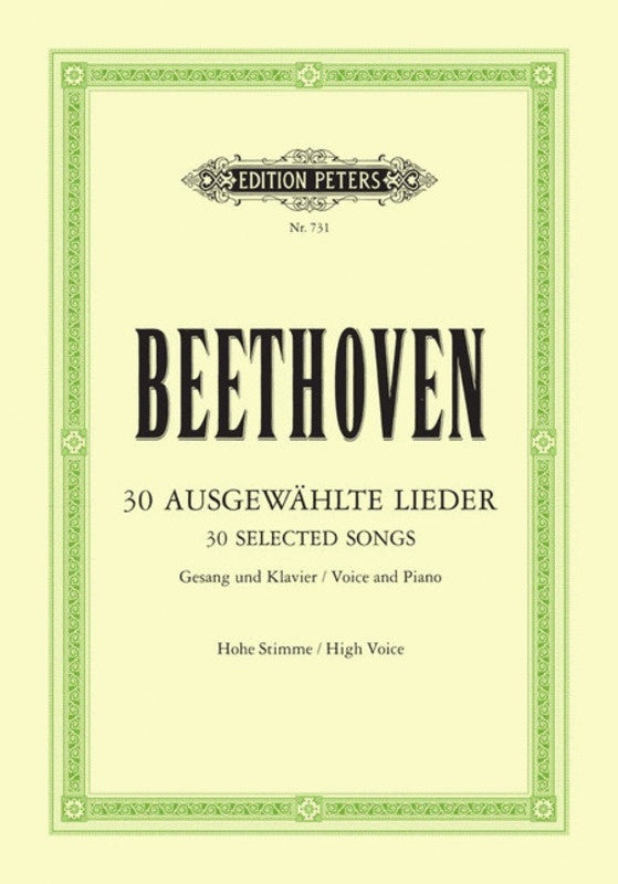Beethoven 30 Selected Songs High Voice/Piano German (Softcover Book)