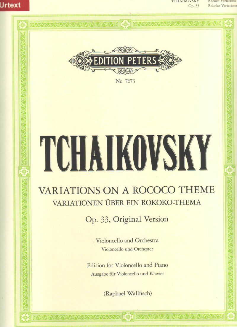 Tchaikovsky Variations on Rococo Theme Op. 33 for Cello and Piano Edition Peters
