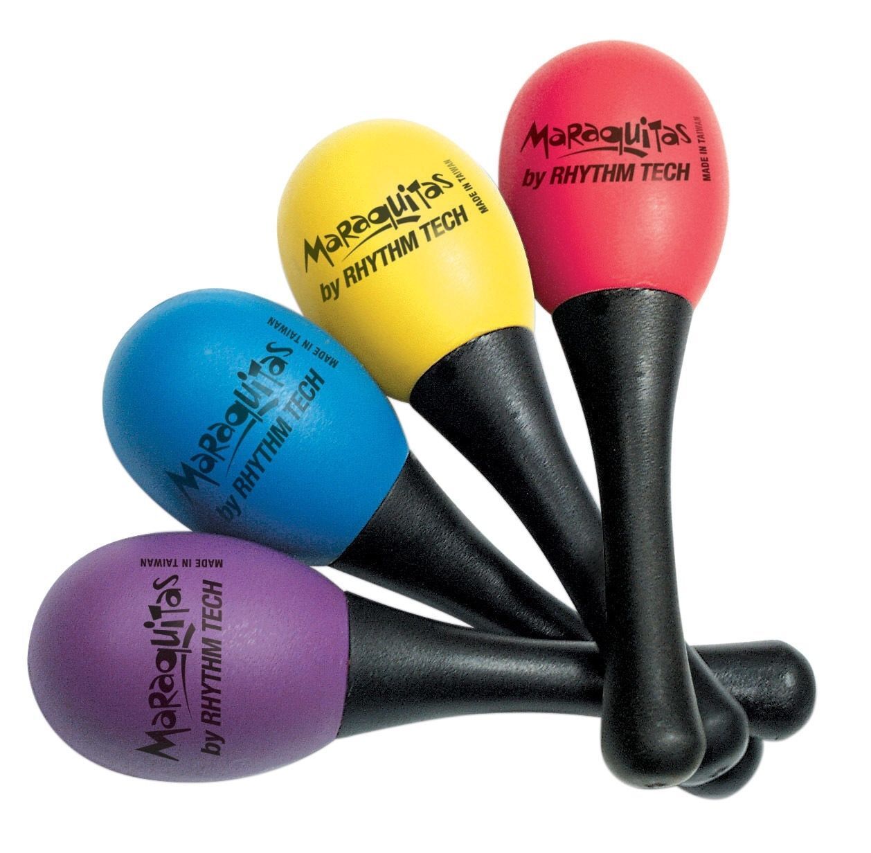 RHYTHM TECH - Maraquitas, Egg shaped maracas, black handles, Red, Pair