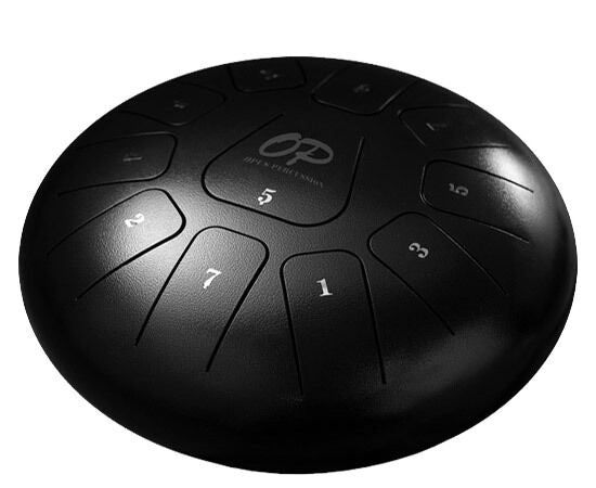Opus Percussion 12" Metal 11-Note Tongue Drum in Black with Mallets & Carry Bag