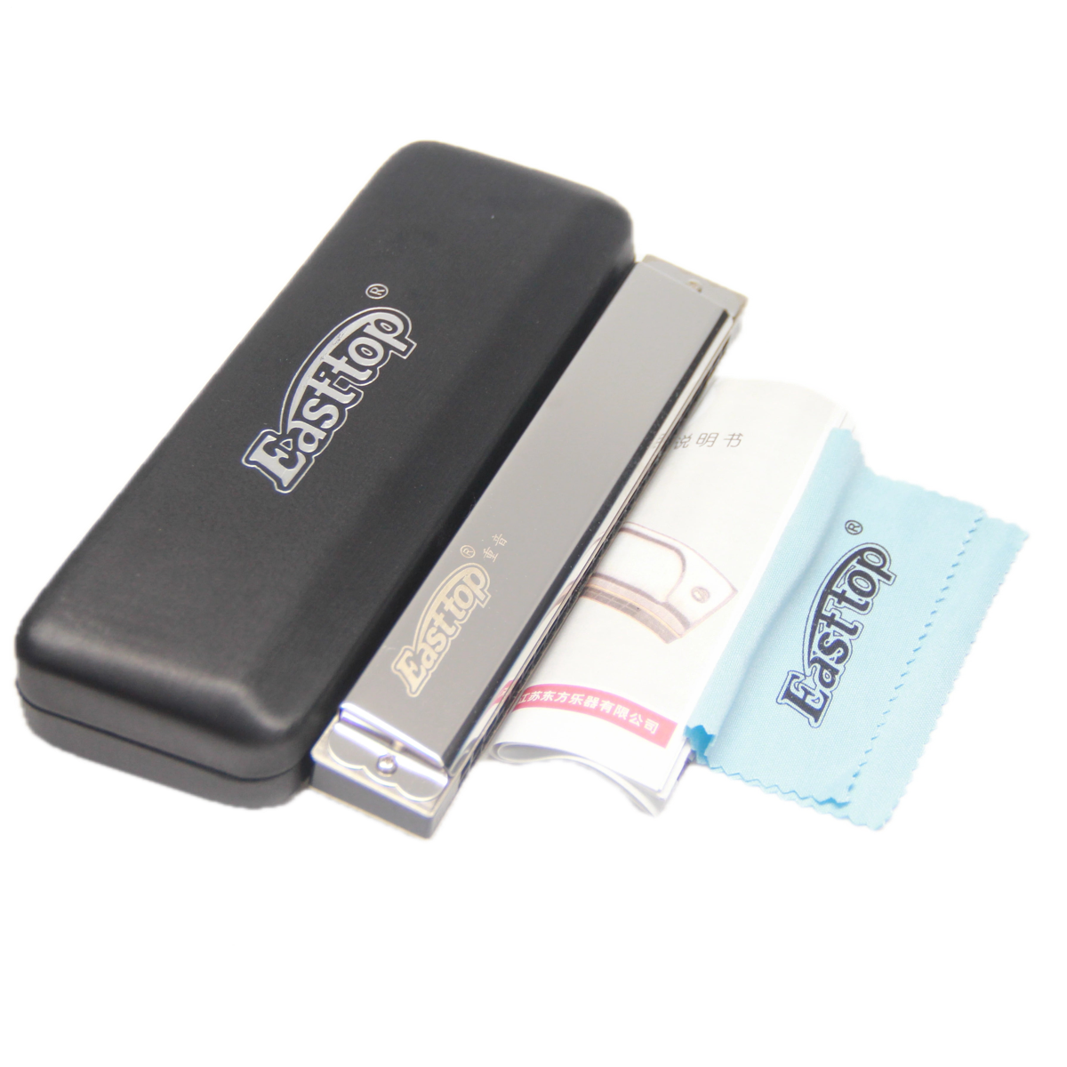 East Top 24 Hole Tremolo Harmonica in G with Electroplated Brass Cover and Precision-Made Plastic Comb — view 4