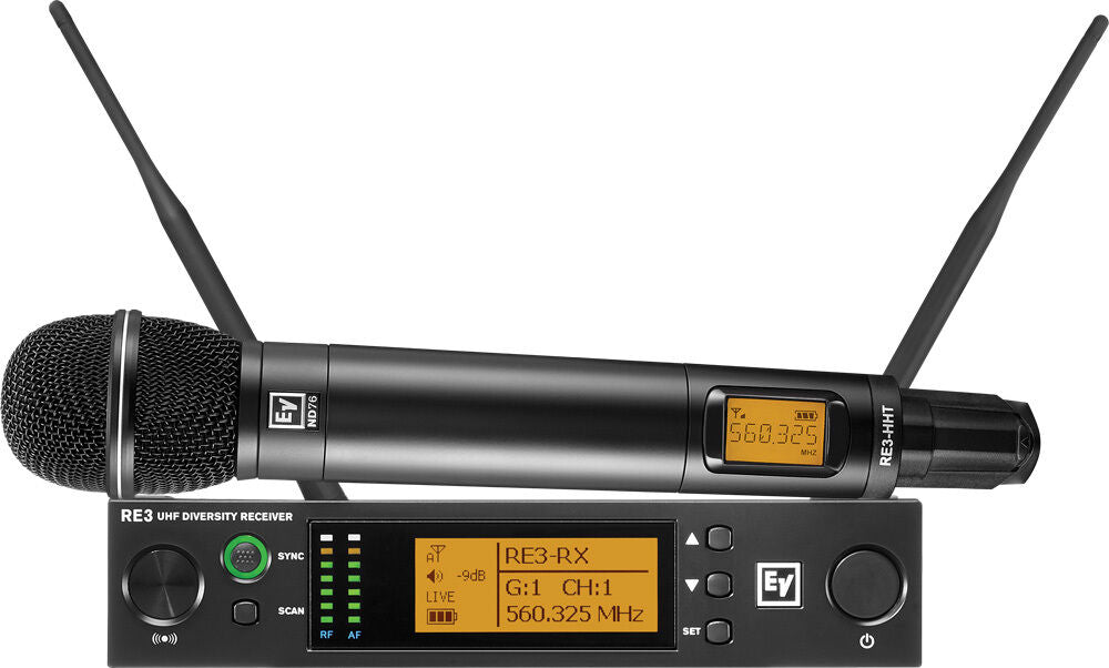 Electro-Voice RE3 Handheld Wireless System with ND76 Cardioid Microphone and Diversity Receiver — view 3