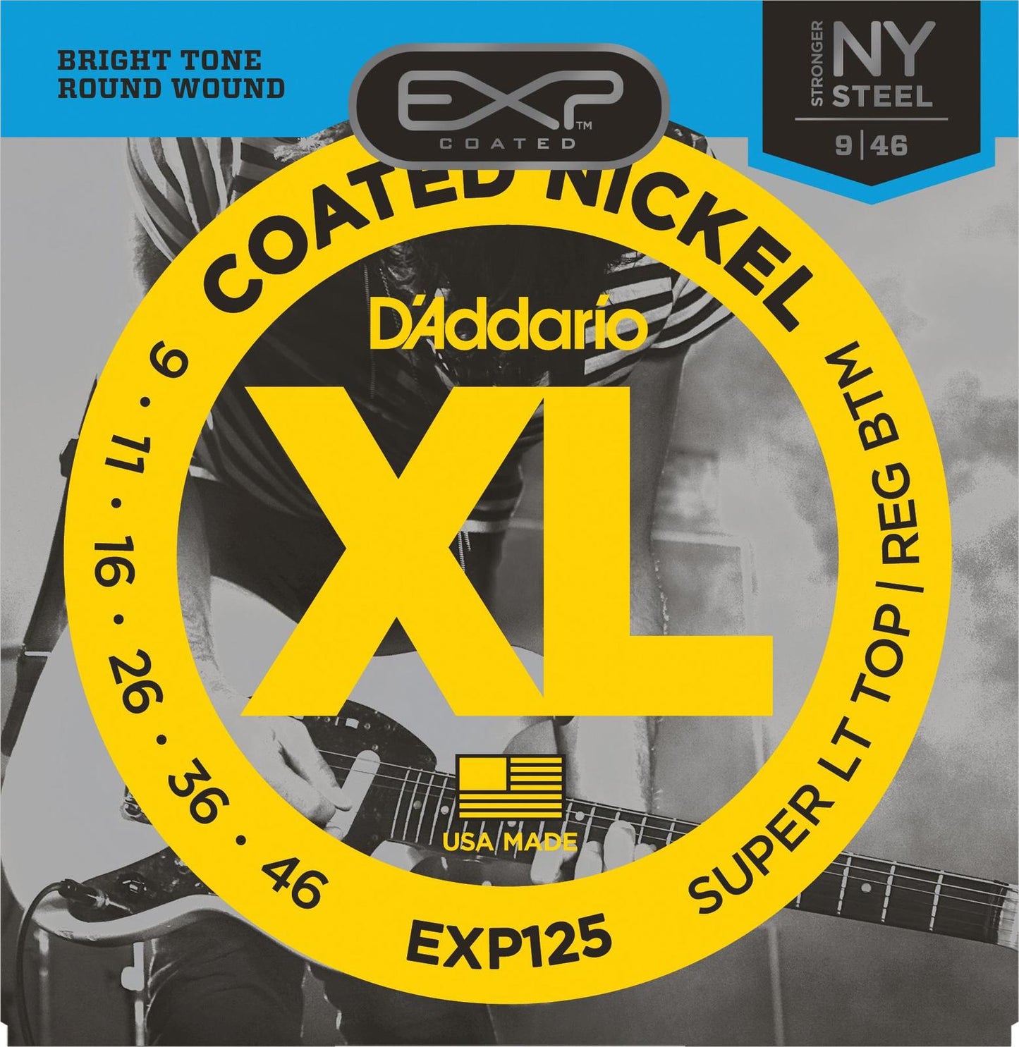 D'Addario EXP125 Coated Electric Guitar Strings, Super Light Top-Regular Bottom, 9-46
