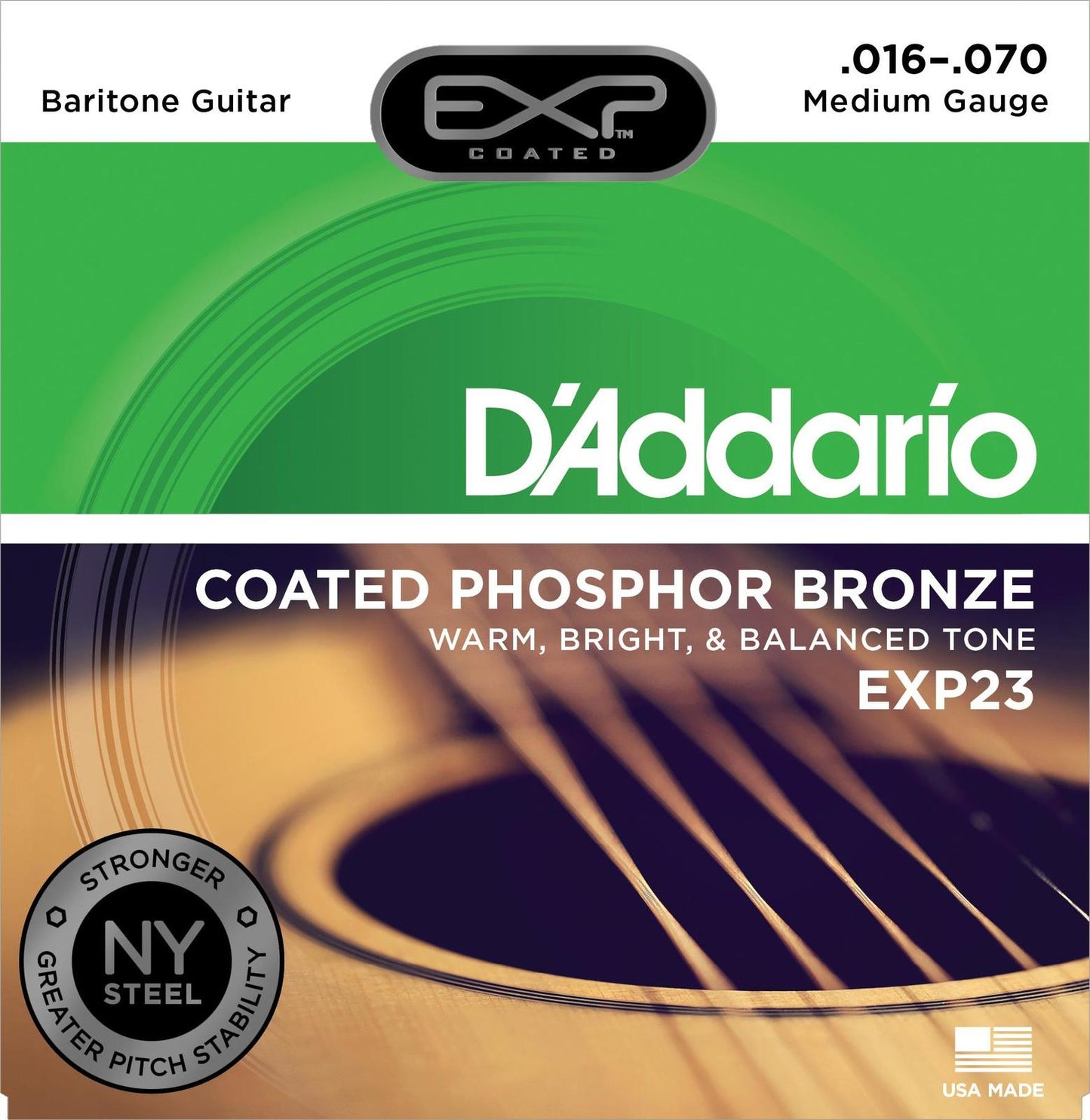 D'Addario EXP23 EXP Coated Baritone Guitar Strings, 16-70