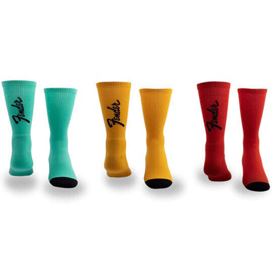 Perris Licensed Fender "Exploded Logo" Large Crew Socks - 3-Pair in Assorted Colors — view 3