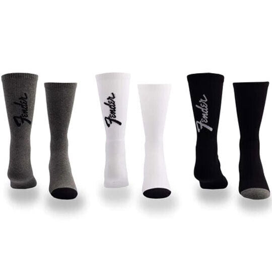 Perris Licensed Fender "Exploded Logo" Large Crew Socks - 3-Pair Assorted Colors — view 3