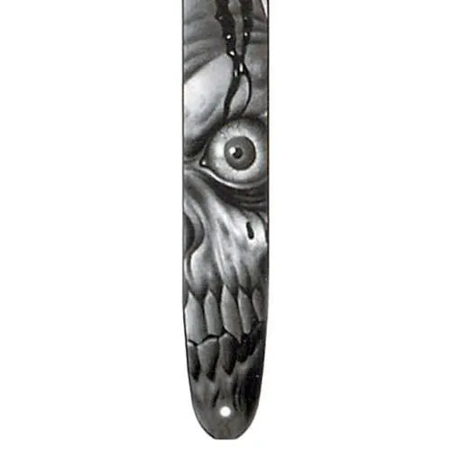 Fretz 'Goth' High Resolution Printed Leather Guitar Strap - Angry Skull, 2.5” Adjustable Genuine Leather