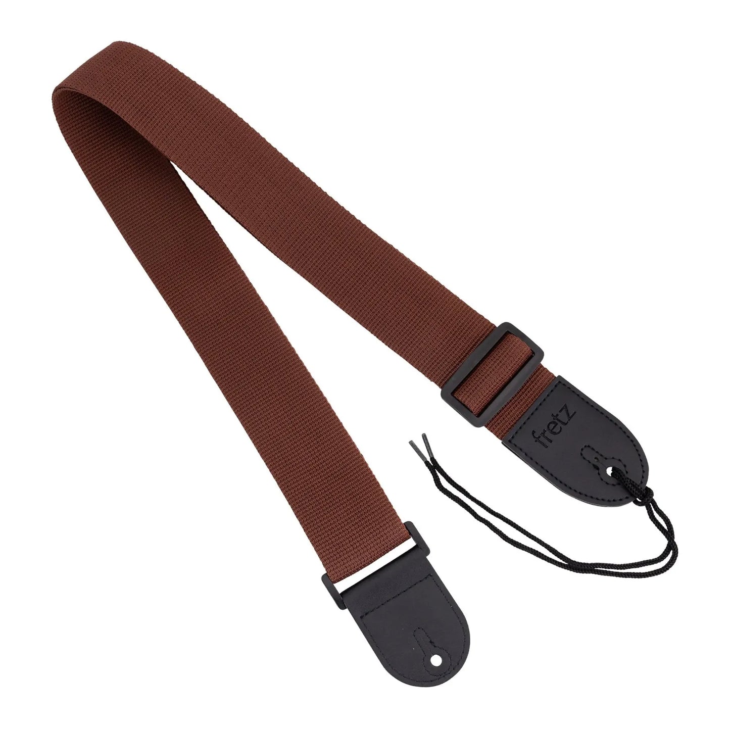 Fretz Adjustable 2” Polypropylene Guitar Strap with Black Leather Ends - Brown