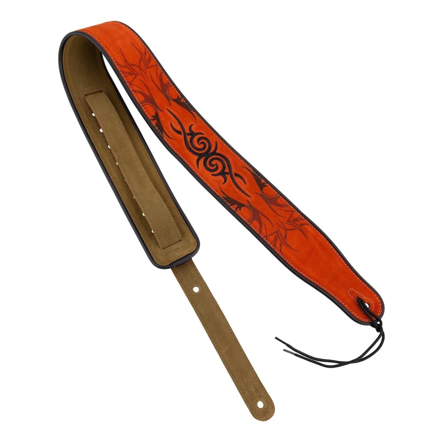 Fretz FGST-ST36 Padded Suede Leather Adjustable Guitar Strap - Thorns, 3" Wide, Adjustable up to 53"