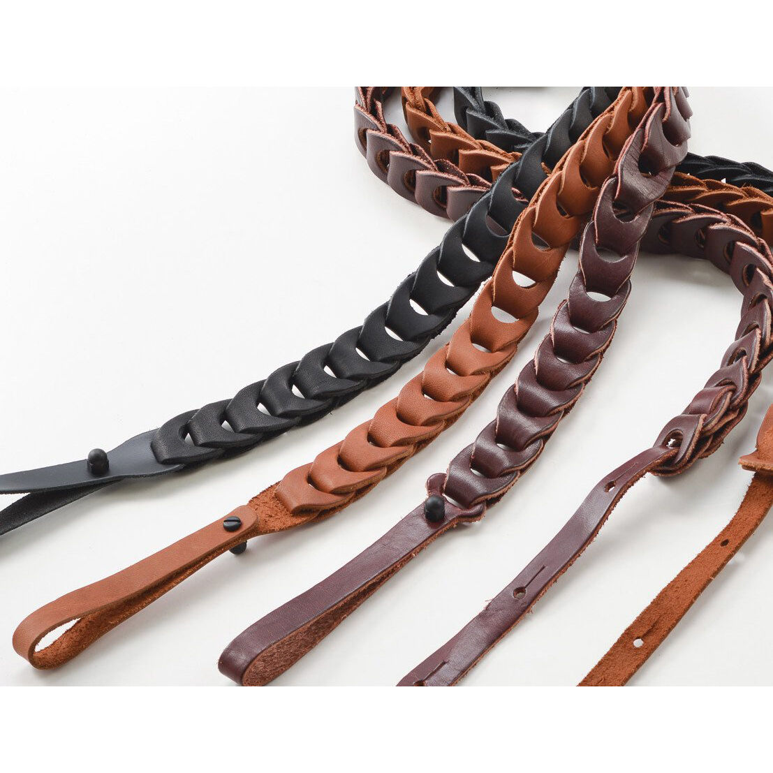 Franklin FM7-CA Handmade Mandolin Strap Link Design Caramel Black Ends — view 2