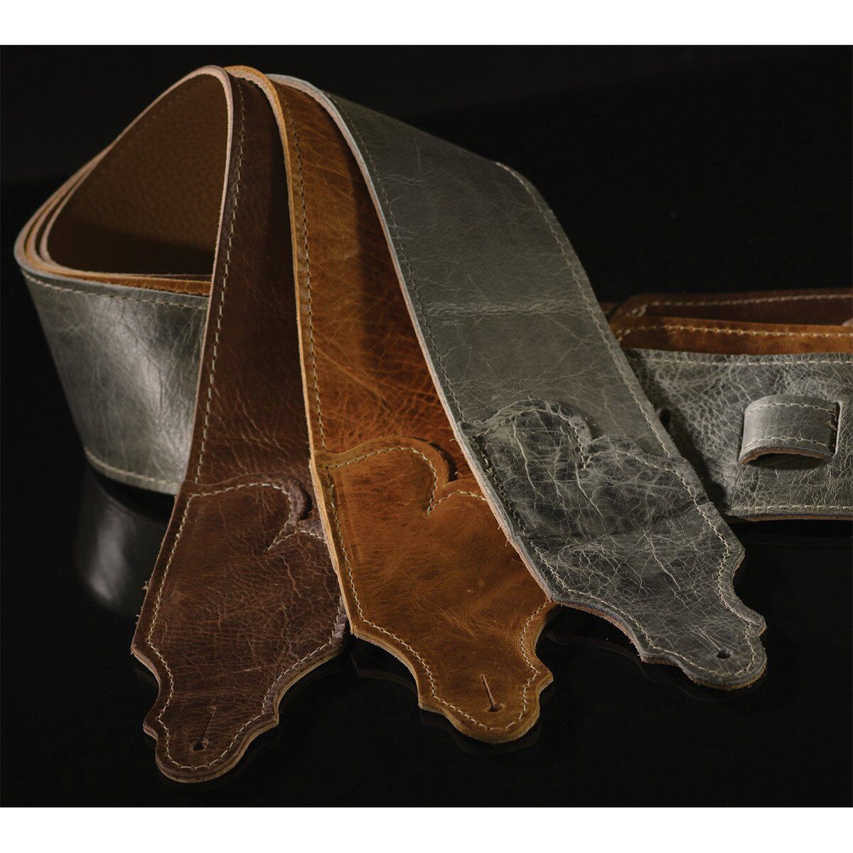 Franklin 3" Jackson Hole Chocolate Aged Leather Guitar Strap - Adjustable 39"-56" — view 3
