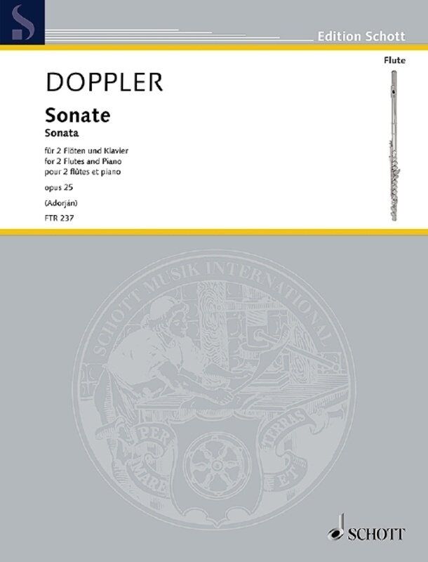 Doppler - Sonata Op. 25 for 2 Flutes and Piano, 80 Pages, Schott Music, Il Flauto traverso Series