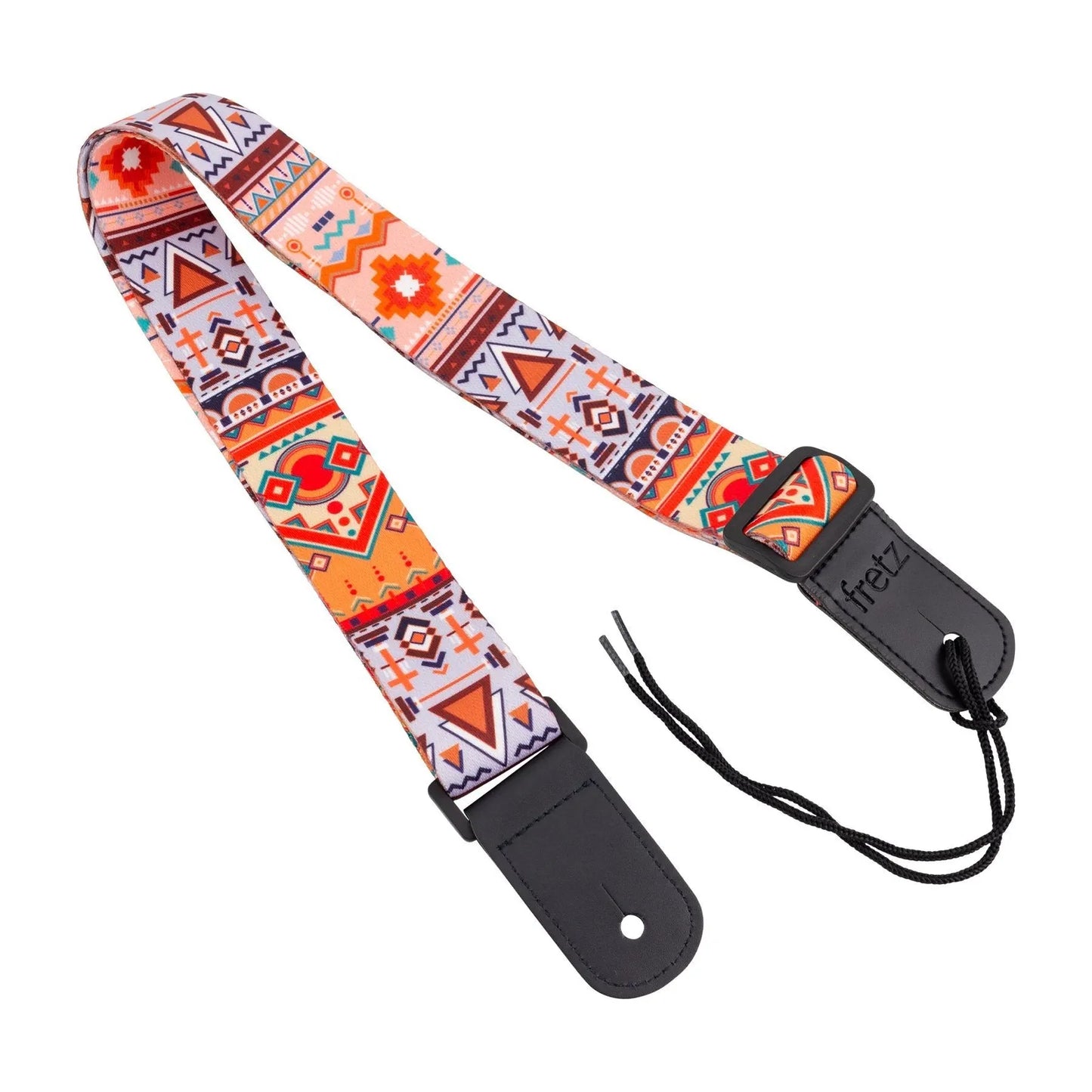 Fretz FUST-G42 Aztec Patterned Ukulele Strap, 1.5" Wide, Adjustable Up to 47", Microfiber Leather Ends