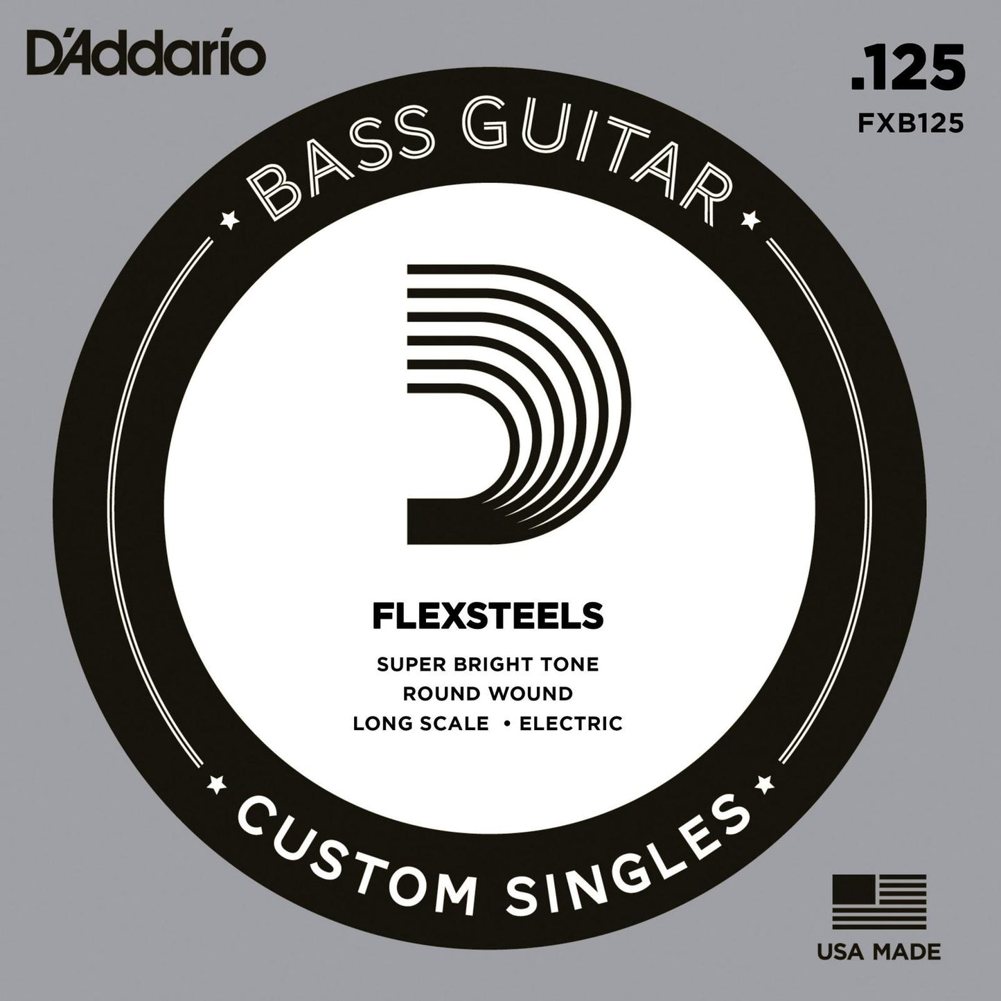D'Addario FXB125 FlexSteels Bass Guitar Single String, Long Scale, .125