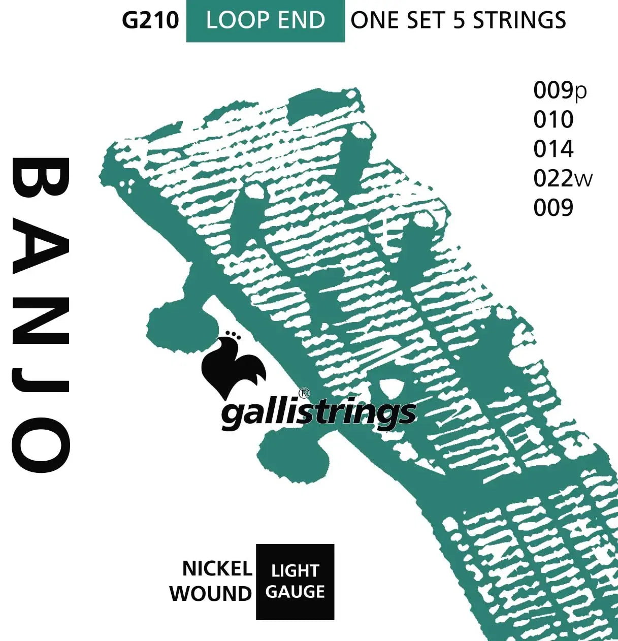 Galli 5-String Banjo Light Nickel Wound Strings Set - Model G210