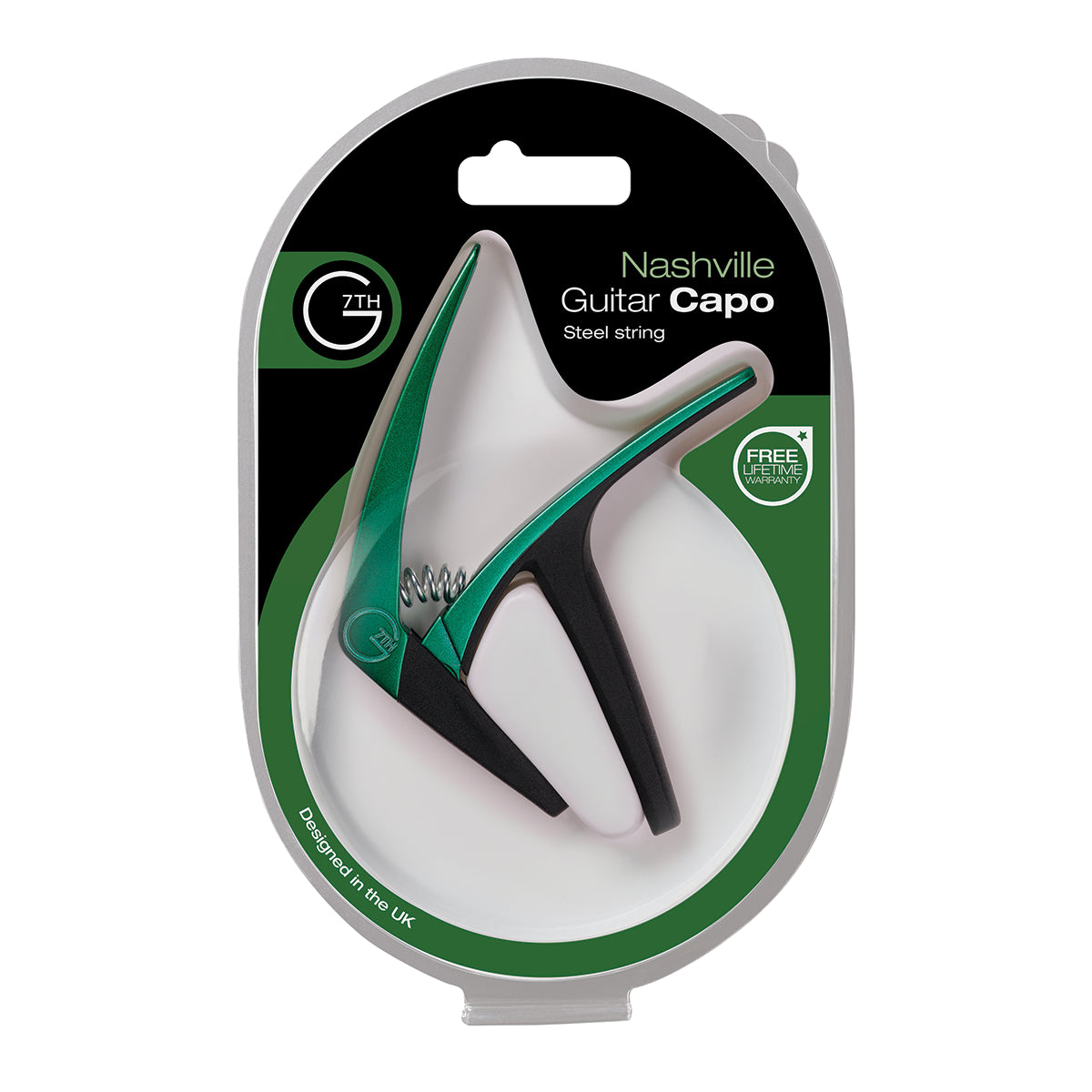 G7 Nashville 6 String Green Capo - Lightweight Spring Capo for Steel String Guitars, One-Handed Operation, Protects Guitar Neck — view 2