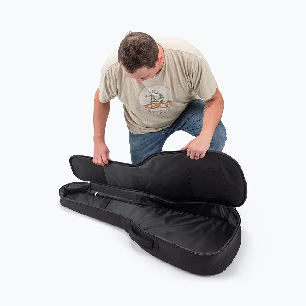 On Stage Adventure Series Acoustic Guitar Gig Bag - Black/Brown, 600D Nylon, 3 Accessory Pockets, Ergonomic Backpack Straps, 2.3 lb — view 6