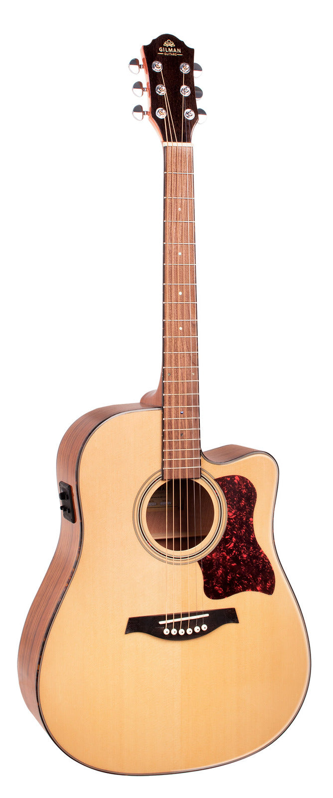 Gilman Dreadnought Electric/Acoustic Guitar. Natural Gloss. Spruce top, walnut back and sides.