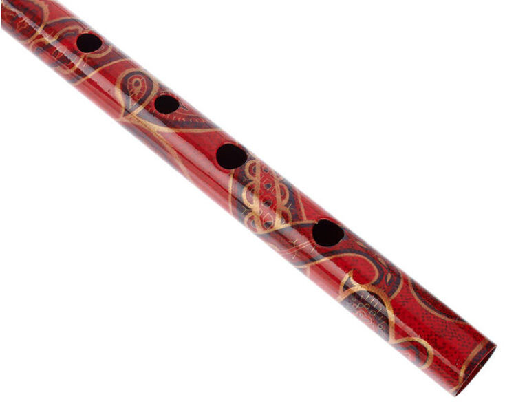 Generation Boho Designer English Tin Penny Whistle - Gaslight Red (D), Brass with Black Plastic Fipple, Gift Boxed, Fingering Chart Included — view 3