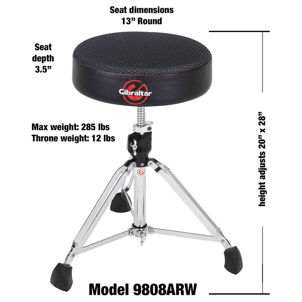 Gibraltar 9808ARW Airtech Round Drum Throne with Memory Foam and Quick-Lock Adjustment — view 6