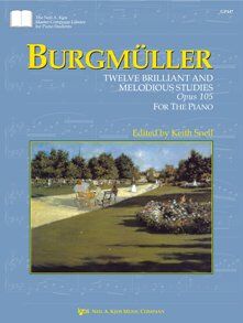 Burgmuller - 12 Brilliant and Melodious Studies Op 105 for Piano, 48 Pages, Published by Neil A. Kjos Music Company