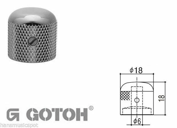 Electric Guitar LP Style Control Knobs - GOTOH Chrome knob, Dome top