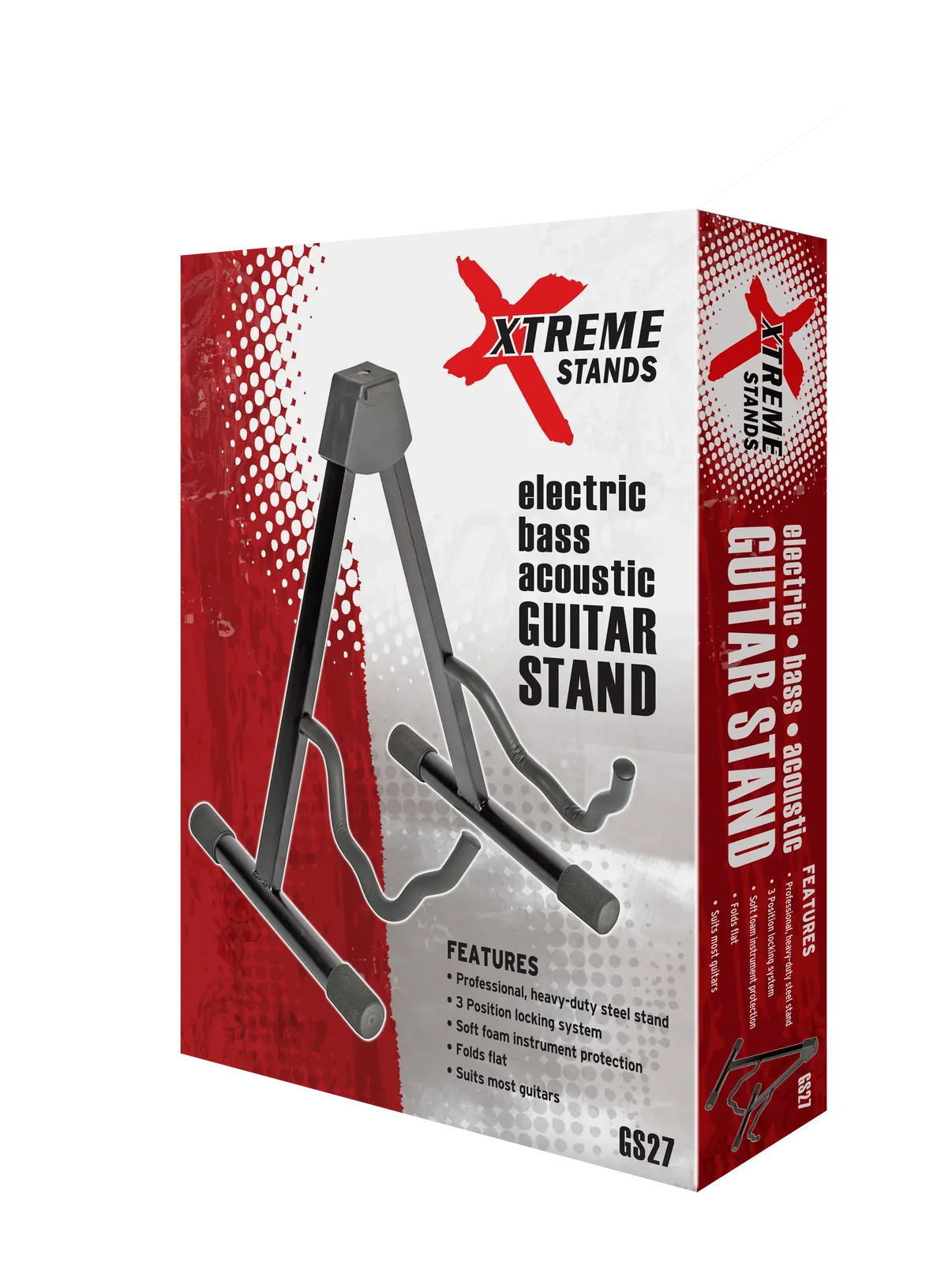 AMS GS27 Heavy Duty A-Frame Guitar Stand - Black — view 2