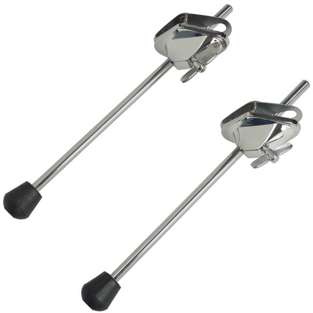 Gibraltar Lightweight Bass Drum Spurs - Pair, Solid Steel with Rubber Tip, 12" Length, 3 Hole Mount, Includes Screws