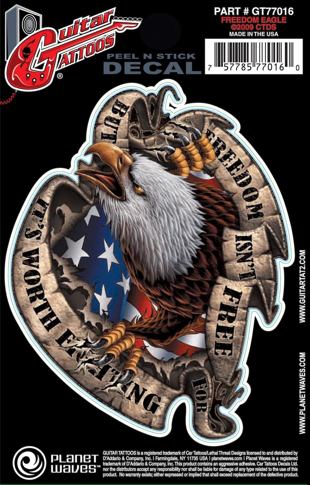 Planet Waves Guitar Tattoo, Freedom Eagle
