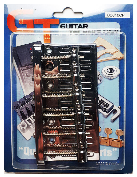 GT Bass Bridge with Brass Saddles, Chrome Finish, 6-String, 17mm String Spacing — view 5