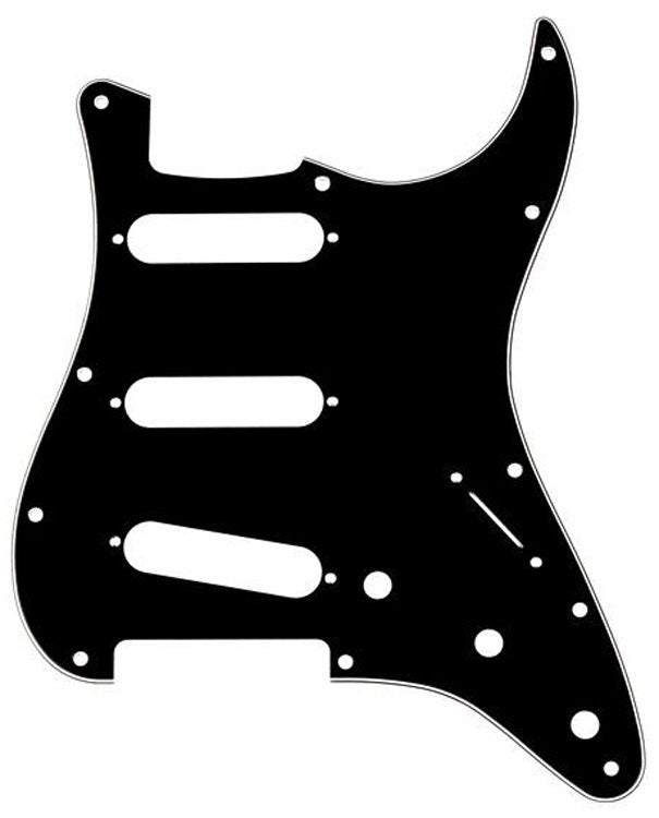 GT 3-Ply ST-Style Electric Guitar Pickguard Black 22 Holes for 3 Single Coil Pickups (Pk-1)