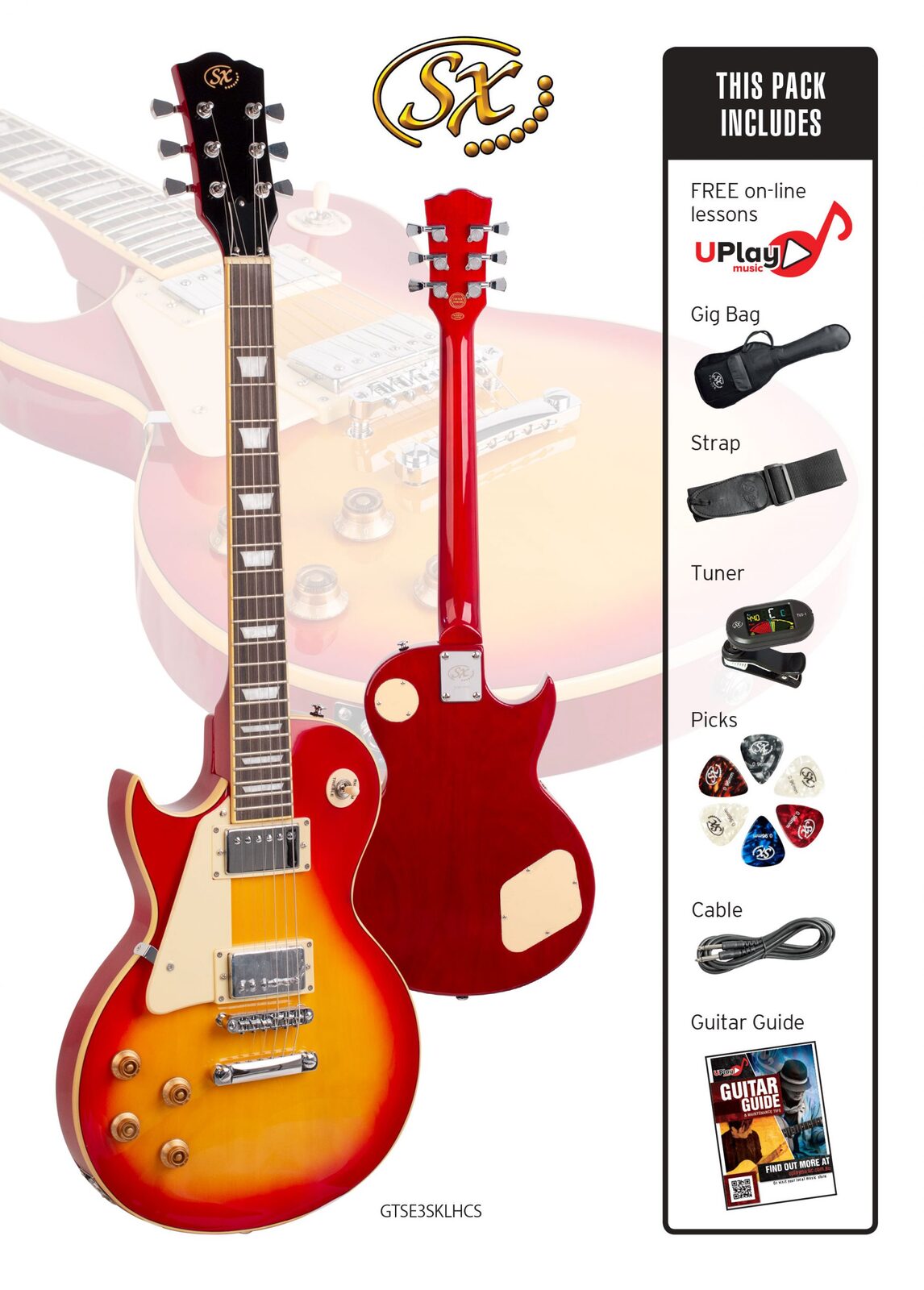 SX LP Electric Guitar with Accessories and Gig Bag — view 8
