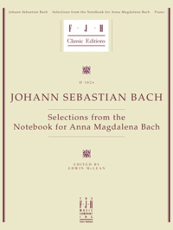 Selections From The Notebook For Anna Magdalena Bach Softcover Book (Piano)