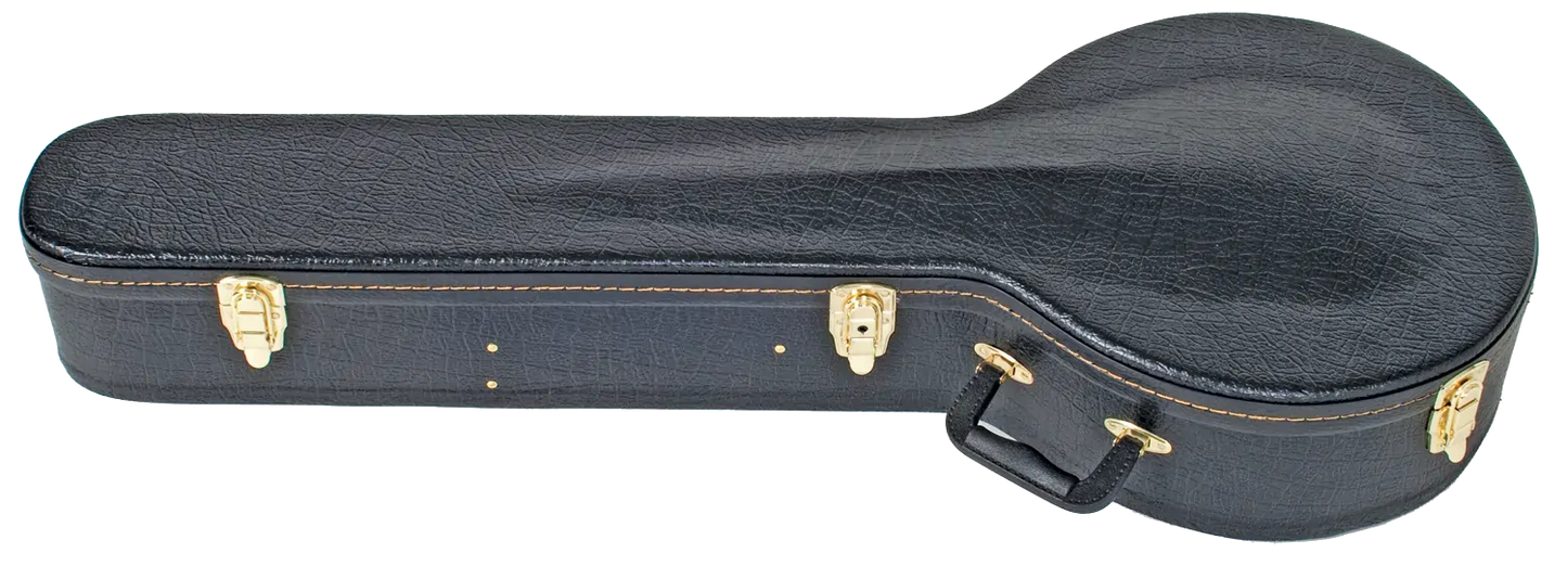 CNB V-CASE Shaped Banjo Case with Black Vinyl and Orange Stitching