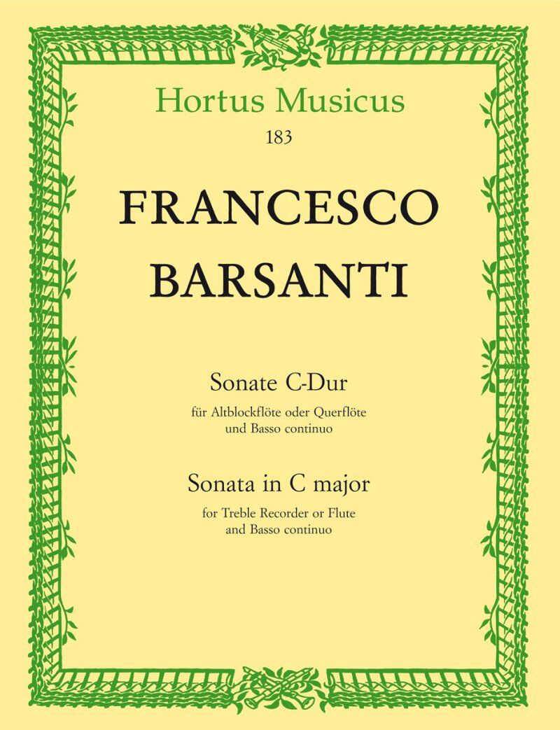 Barsanti - Sonata in C Major Op. 1 No. 2 for Treble Recorder and Piano, 23 Pages