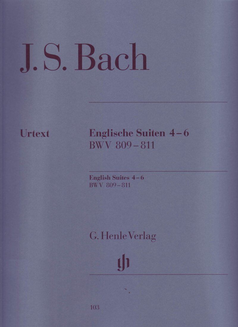 English Suites 4-6 BWV 809-811 Urtext Edition for Piano by Johann Sebastian Bach