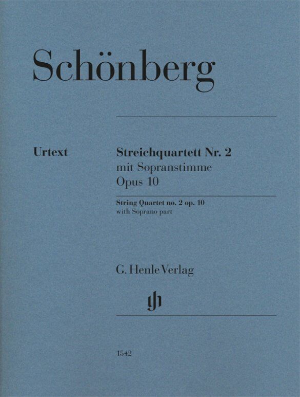 Schoenberg String Quartet No. 2 Op. 10 with Soprano Part, Henle Urtext Edition, 147 Pages, Viola and Cello