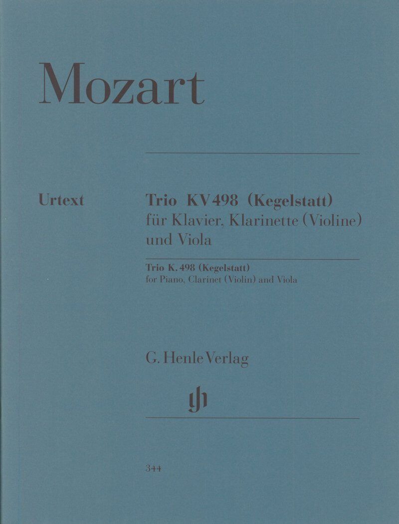 Mozart Trio E Flat Major K 498 Kegelstatt for Clarinet, Piano, Viola - 28 Pages