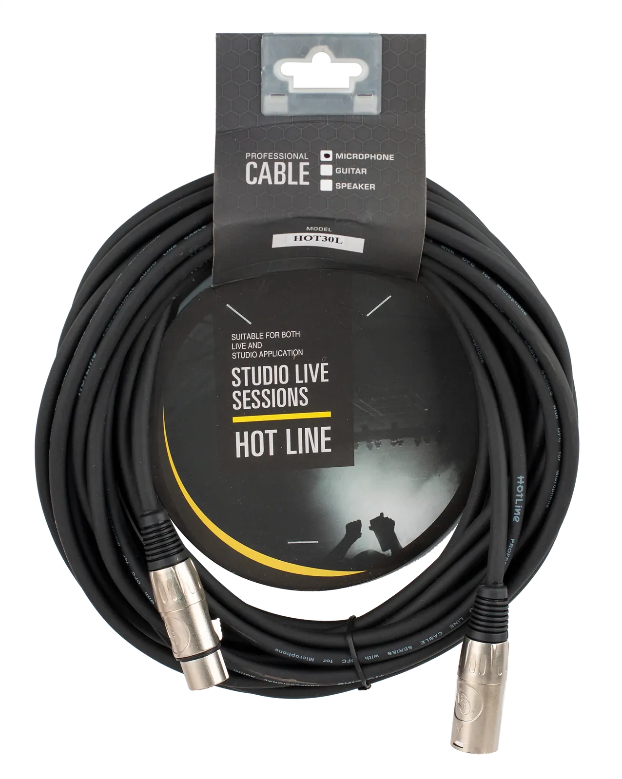Hot Line 30 ft Microphone Cable, Black Female XLR to Male XLR