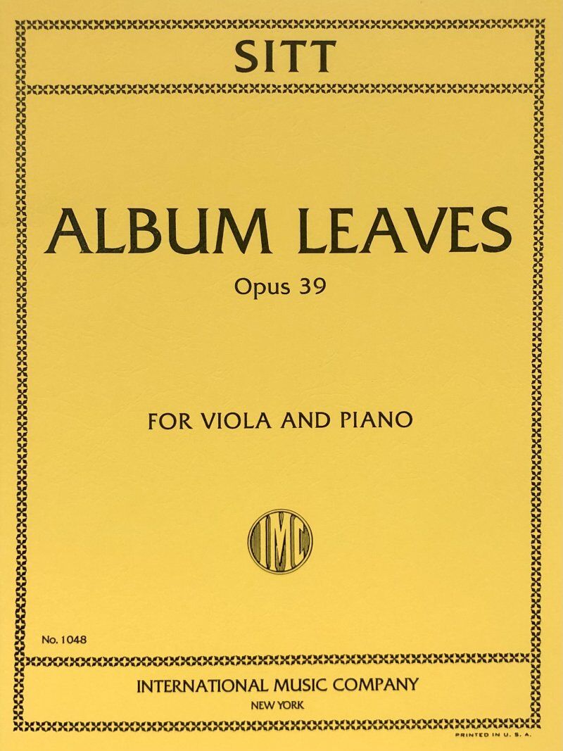 Sitt - Album Leaves Op. 39 for Viola and Piano, Score and Part, International Music Company