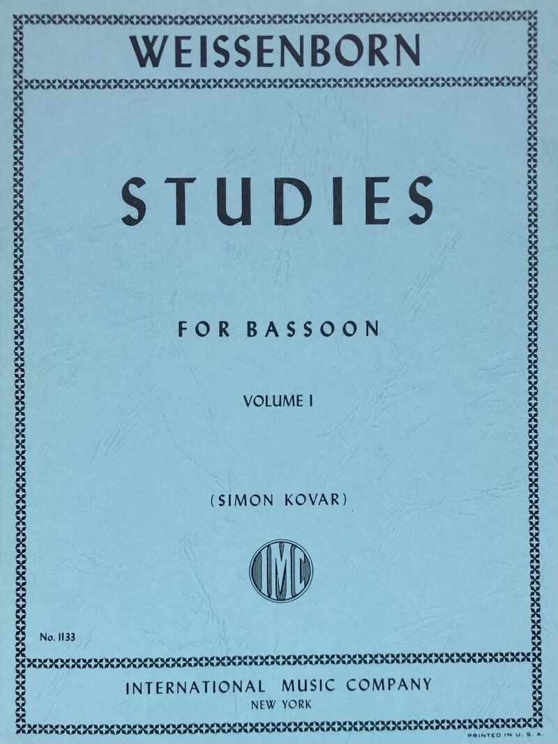 Studies for Beginners, Op. 8 Book I for Bassoon by Julius Weissenborn, Edited by Simon Kovar, International Music Company