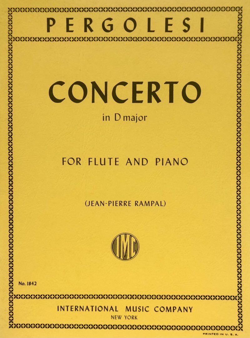 Pergolesi - Concerto in D Major for Flute/Piano, Edited by Rampal