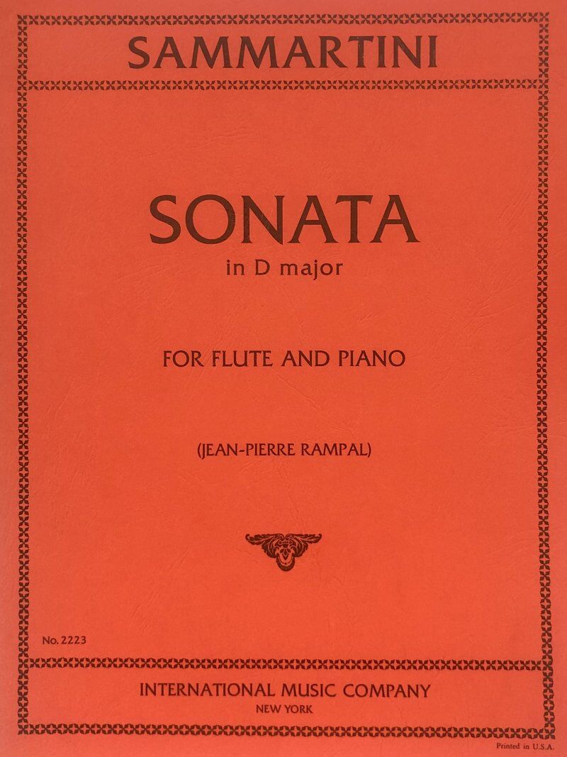 Sammartini - Sonata in D Major for Flute and Piano, Edited by Jean-Pierre Rampal, Score and Part