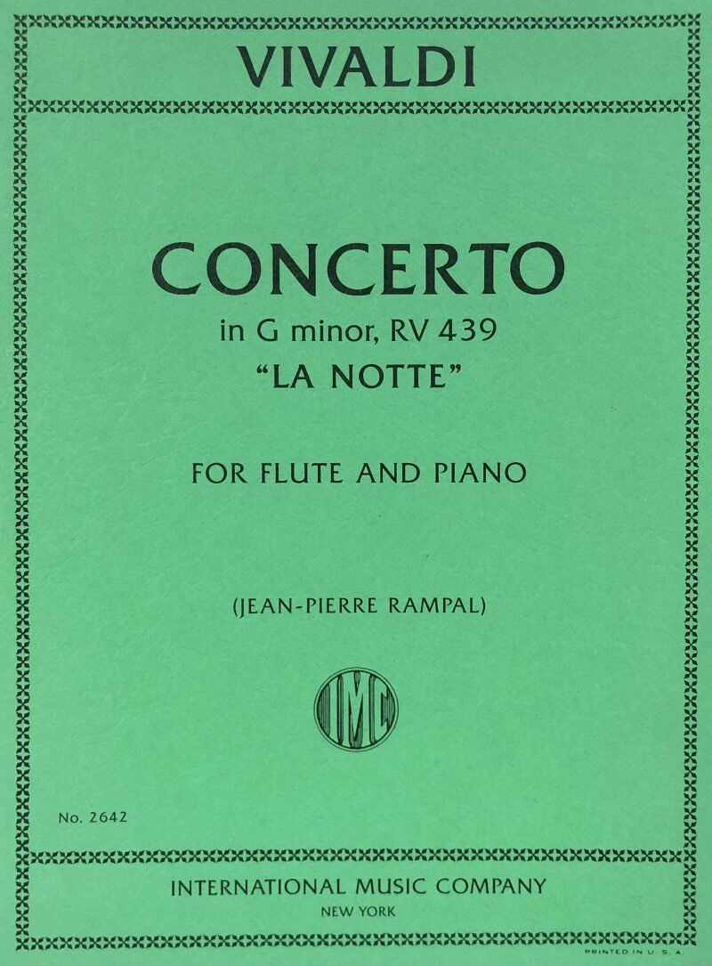 Concerto in G Minor RV439 'La Notte' for Flute and Piano by Vivaldi, arranged by Jean-Pierre Rampal, International Music Company